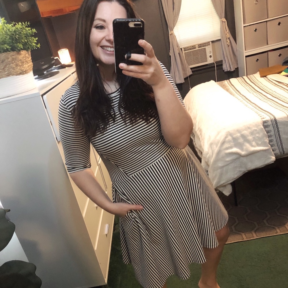 Apt. 9 Black and White Striped Midi Dress